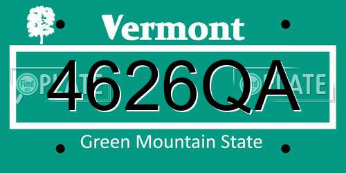 4626QA Vermont License Plate