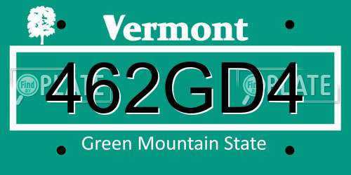 462GD4 Vermont License Plate