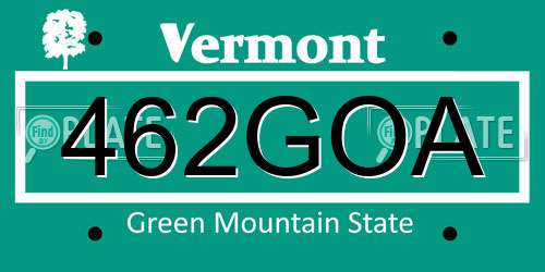 462GOA Vermont License Plate