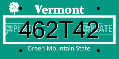 462T42 Vermont License Plate