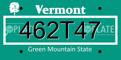 462T47 Vermont License Plate