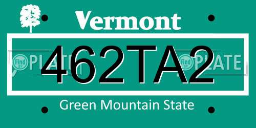 462TA2 Vermont License Plate