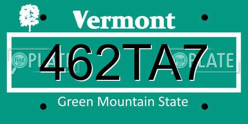 462TA7 Vermont License Plate