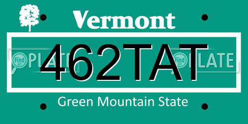 462TAT Vermont License Plate
