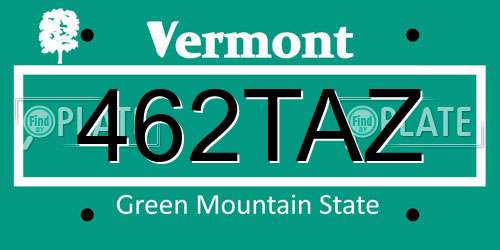462TAZ Vermont License Plate