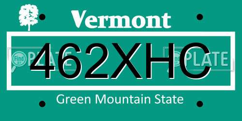 462XHC Vermont License Plate
