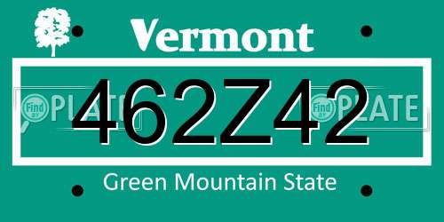 462Z42 Vermont License Plate