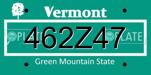 462Z47 Vermont License Plate