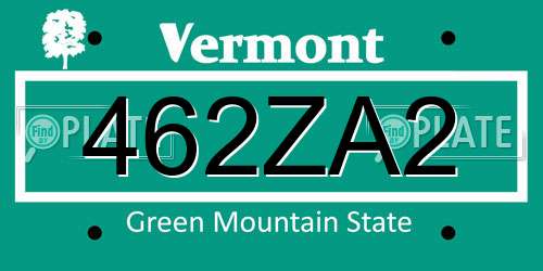462ZA2 Vermont License Plate