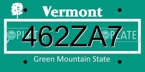 462ZA7 Vermont License Plate