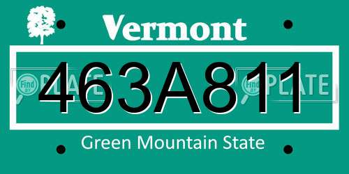 463A811 Vermont License Plate