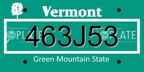 463J53 Vermont License Plate