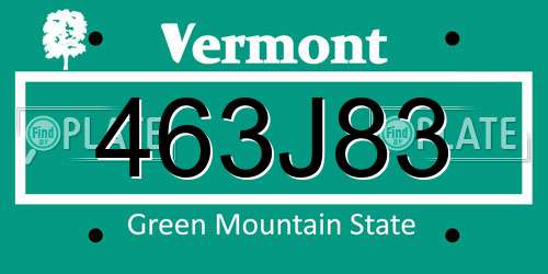 463J83 Vermont License Plate