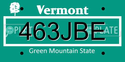 463JBE Vermont License Plate