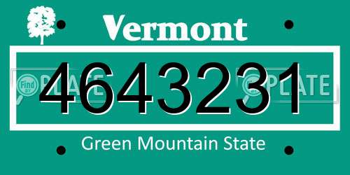 4643231 Vermont License Plate