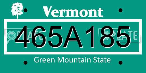 465A185 Vermont License Plate