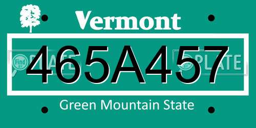 465A457 Vermont License Plate