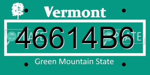 46614B6 Vermont License Plate