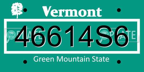 46614S6 Vermont License Plate