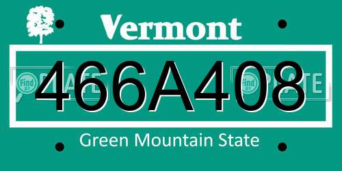466A408 Vermont License Plate