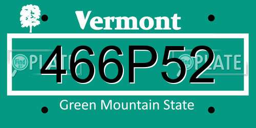 466P52 Vermont License Plate