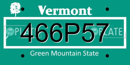 466P57 Vermont License Plate
