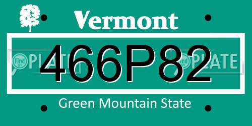 466P82 Vermont License Plate