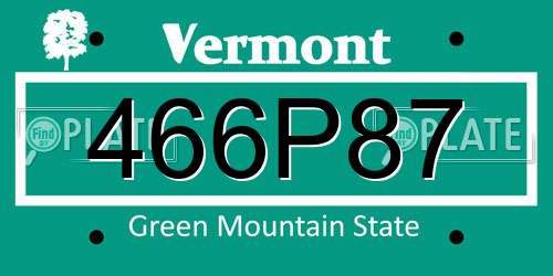 466P87 Vermont License Plate