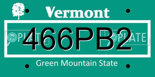 466PB2 Vermont License Plate
