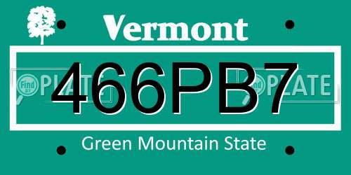 466PB7 Vermont License Plate