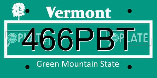 466PBT Vermont License Plate