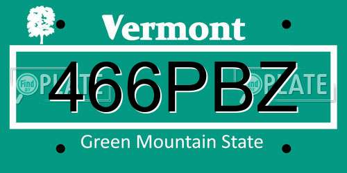 466PBZ Vermont License Plate