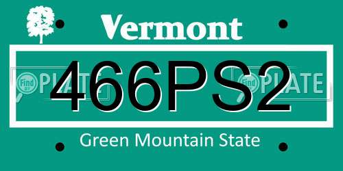 466PS2 Vermont License Plate