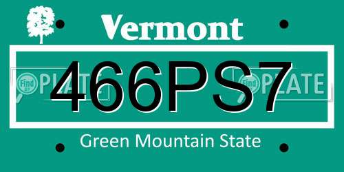 466PS7 Vermont License Plate