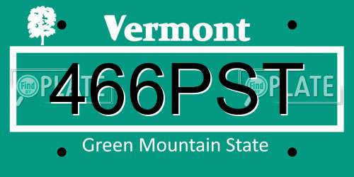 466PST Vermont License Plate
