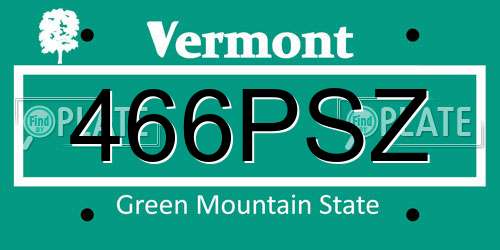 466PSZ Vermont License Plate