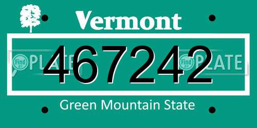 467242 Vermont License Plate