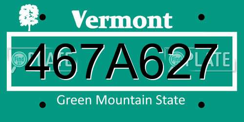 467A627 Vermont License Plate