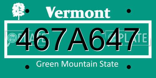 467A647 Vermont License Plate