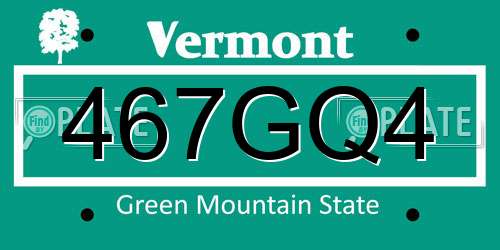 467GQ4 Vermont License Plate