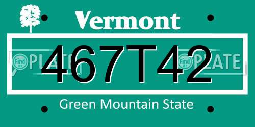 467T42 Vermont License Plate