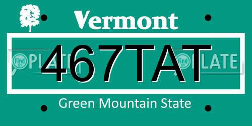 467TAT Vermont License Plate