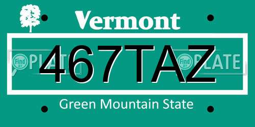 467TAZ Vermont License Plate