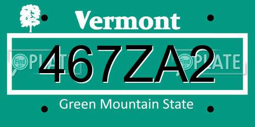 467ZA2 Vermont License Plate