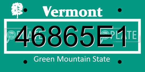 46865E1 Vermont License Plate