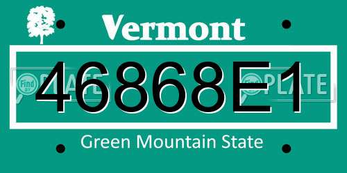 46868E1 Vermont License Plate