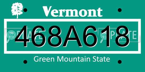 468A618 Vermont License Plate
