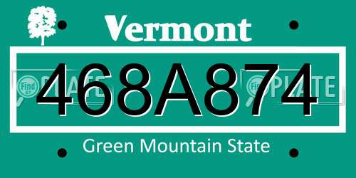 468A874 Vermont License Plate