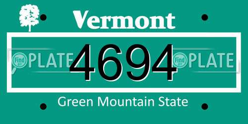 4694 Vermont License Plate