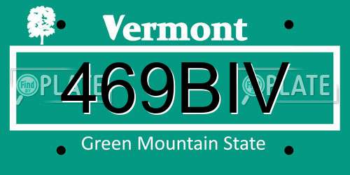 469BIV Vermont License Plate